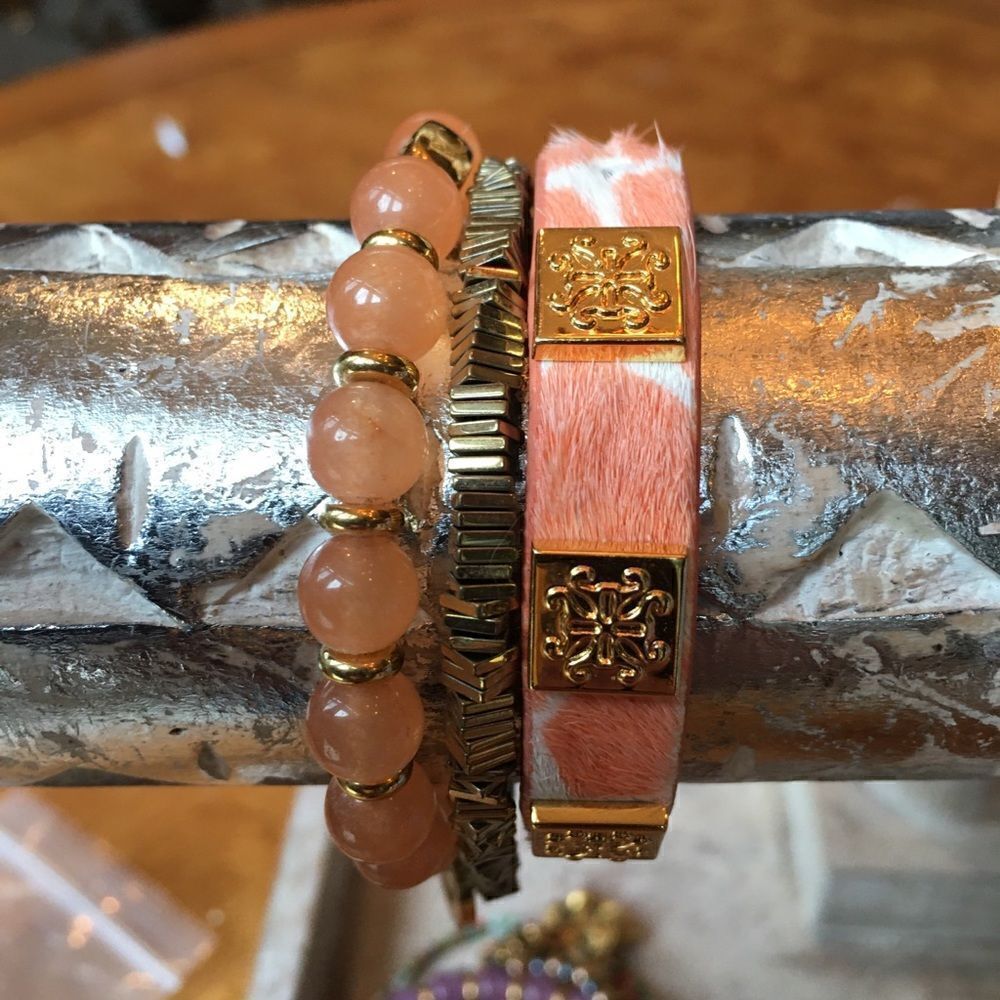 CORAL BRACELET Set of 2 Rustic Cuffs!